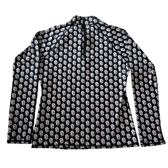 Garnet Hill Swim Rashguard Natural UPF 50+ M Long Sleeve Pullover 1/4 Zip Black - Picture 12 of 14